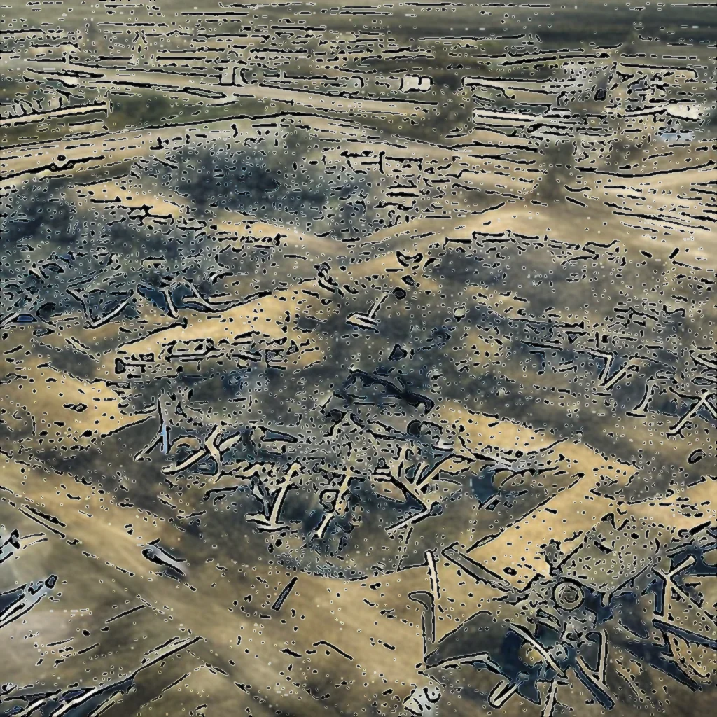 Artistic representation for Ukrainian drones strike major military depot in Russian town. Please provide a title that is captivating and draws the attention of the readers.