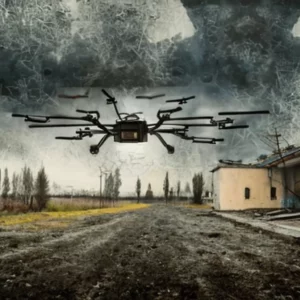 Artistic representation for Ukrainian drones strike major military depot in Russian town. Please let me know if you would like me to generate more titles.