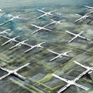 Artistic representation for Ukrainian drones strike a major military depot in a Russian town northwest of Moscow.