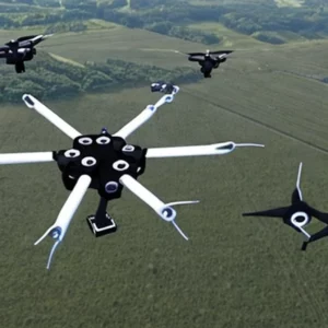 Artistic representation for German drone firm makes breakthrough for autonomous swarms.