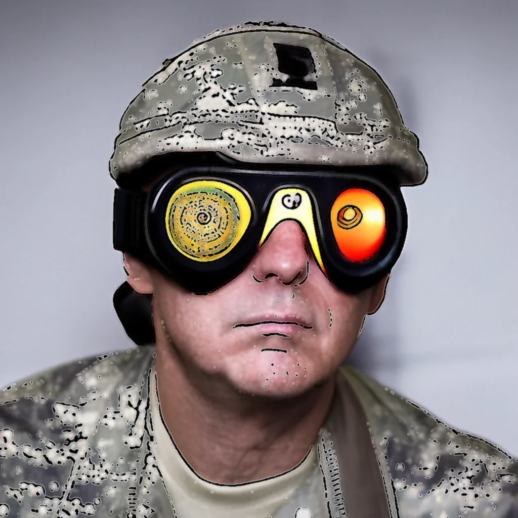 Artistic representation for Trump donor to help build sci - fi smart goggle for the US army