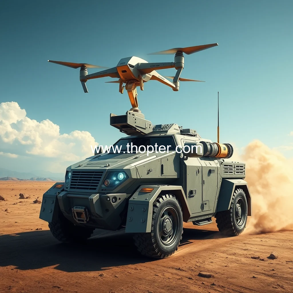 Artistic representation for Trophy armored vehicle: enhanced drone defense unveiled