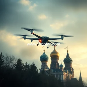 Artistic representation for Ukraine launches largest drone attack on Moscow
