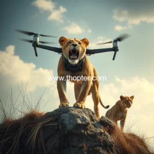Artistic representation for Drone Technology Captures Lioness Amid Tragic Attack on Child