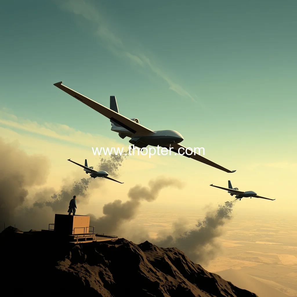 Artistic representation for Islamic Resistance in Iraq launches drone strikes on Israeli targets in occupied territories