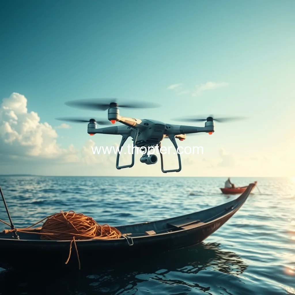 Artistic representation for Drone technology is expected to revolutionise India marine fisheries sector
