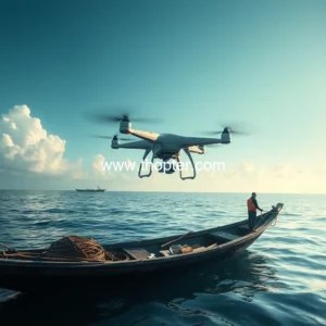 Artistic representation for Revolutionizing india's marine fisheries: drone technology advancements.