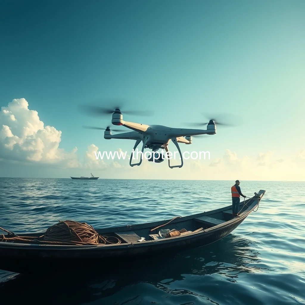 Artistic representation for Revolutionizing india's marine fisheries: drone technology advancements.