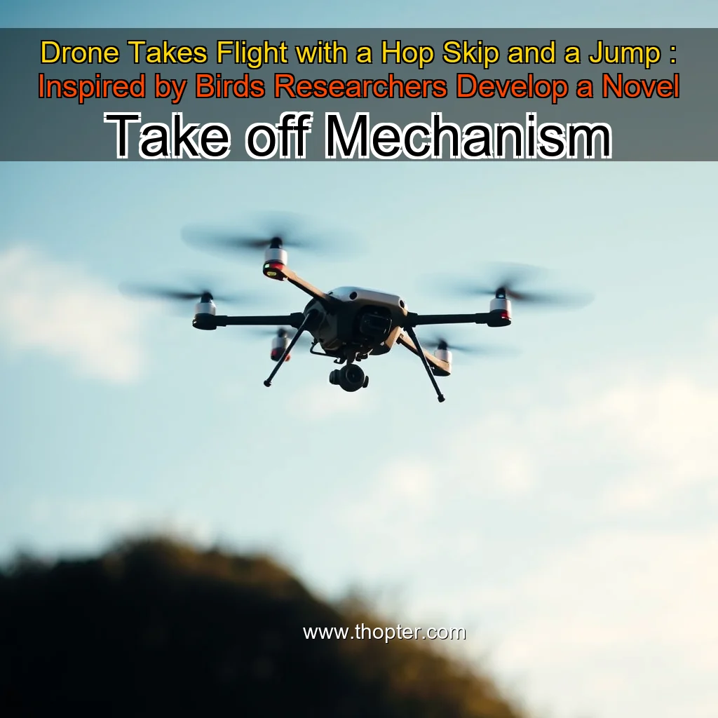 Artistic representation for Drone Takes Flight with a Hop Skip and a Jump : Inspired by Birds Researchers Develop a Novel Take off Mechanism