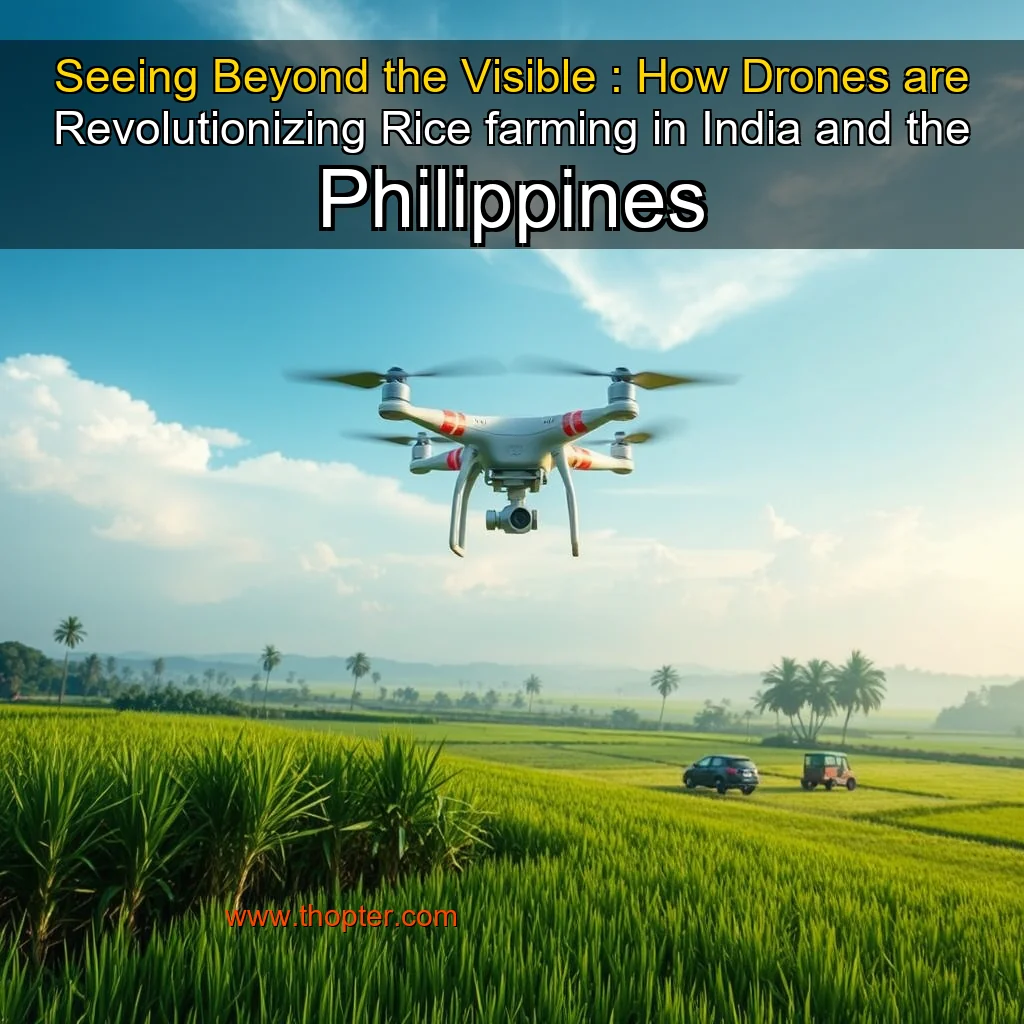Artistic representation for Seeing Beyond the Visible : How Drones are Revolutionizing Rice farming in India and the Philippines