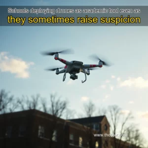 Artistic representation for Schools deploying drones as academic tool even as they sometimes raise suspicion