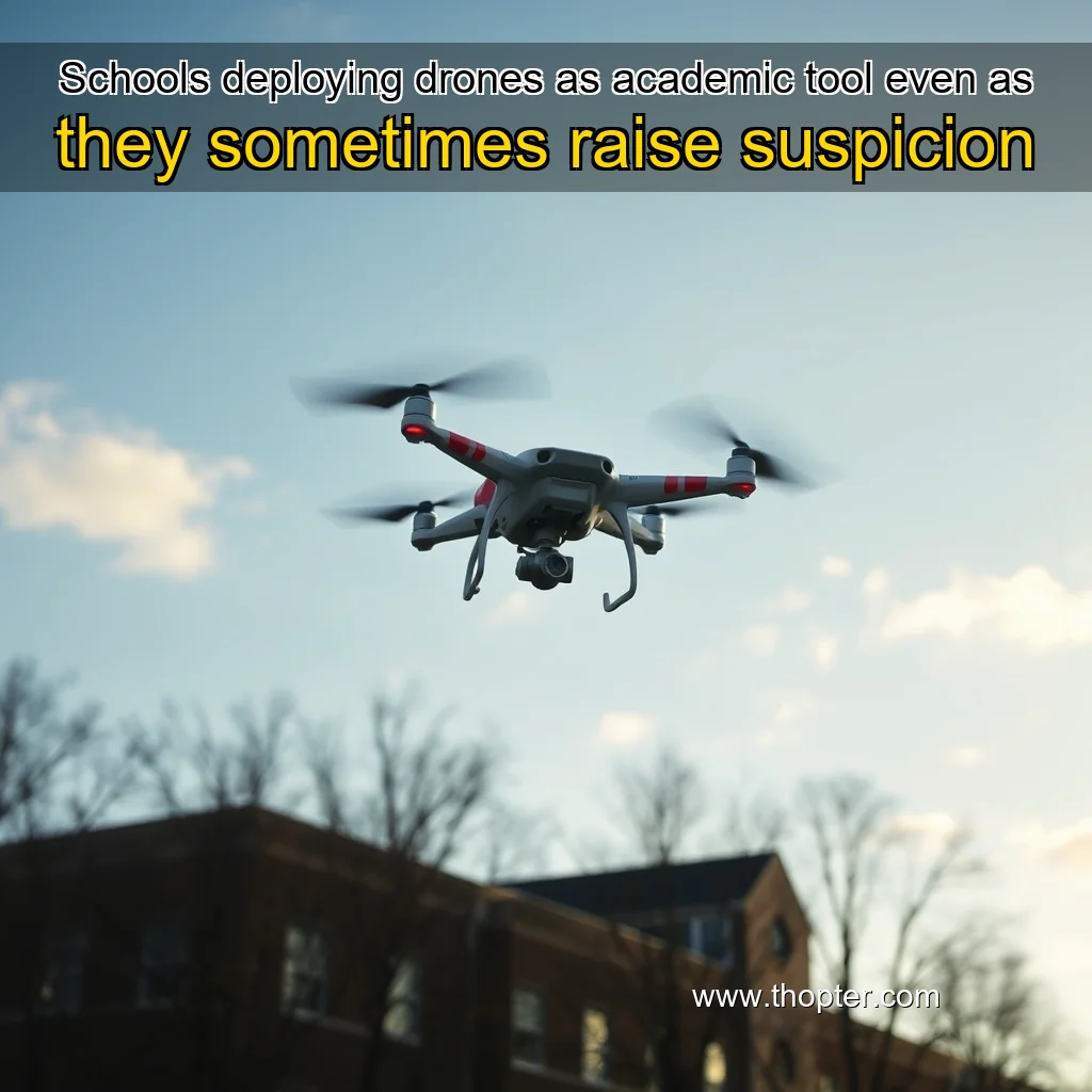 Artistic representation for Schools deploying drones as academic tool even as they sometimes raise suspicion