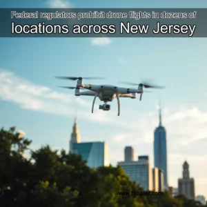 Artistic representation for Federal regulators prohibit drone flights in dozens of locations across New Jersey