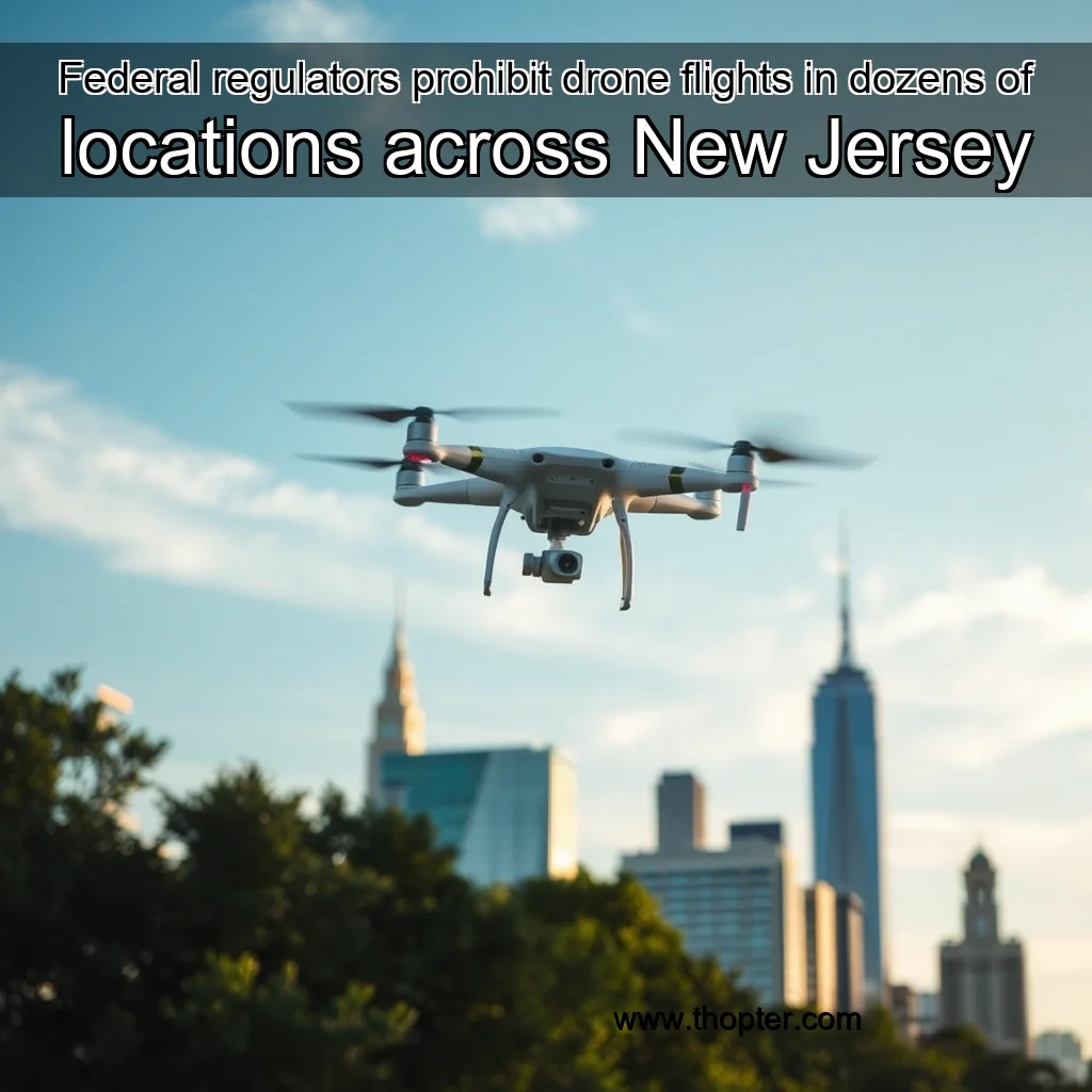 Artistic representation for Federal regulators prohibit drone flights in dozens of locations across New Jersey