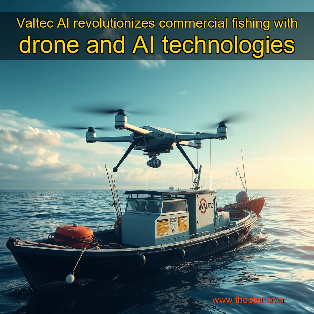 Artistic representation for Valtec AI revolutionizes commercial fishing with drone and AI technologies