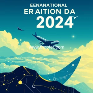 Artistic representation for International Civil Aviation Day 2024 : How AI Blockchain and Other Latest Technologies Shape the Future of Aviation