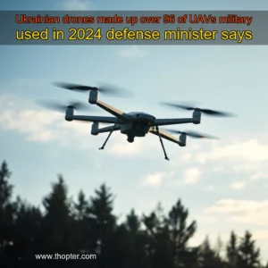 Artistic representation for Ukrainian drones made up over 96 of UAVs military used in 2024 defense minister says