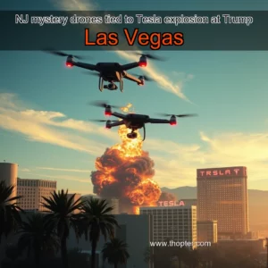 Read more about the article NJ mystery drones tied to Tesla explosion at Trump Las Vegas