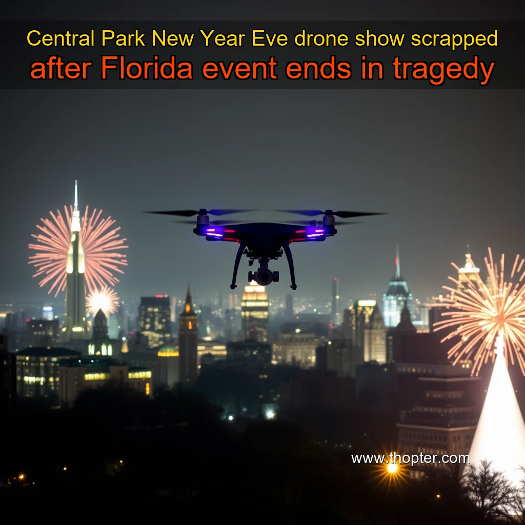 Artistic representation for Central Park New Year Eve drone show scrapped after Florida event ends in tragedy