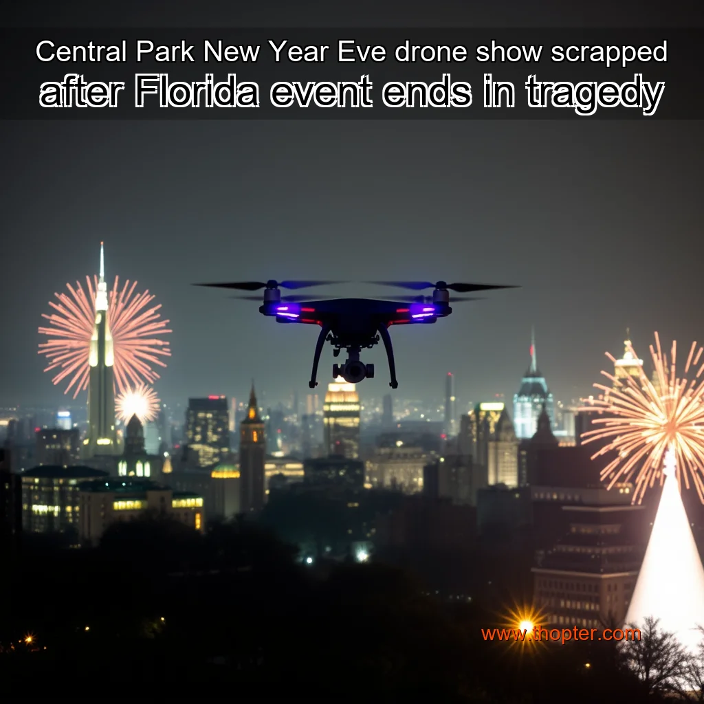 Artistic representation for Central Park New Year Eve drone show scrapped after Florida event ends in tragedy
