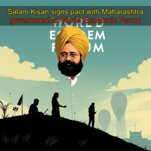 Artistic representation for Salam Kisan signs pact with Maharashtra government at World Economic Forum