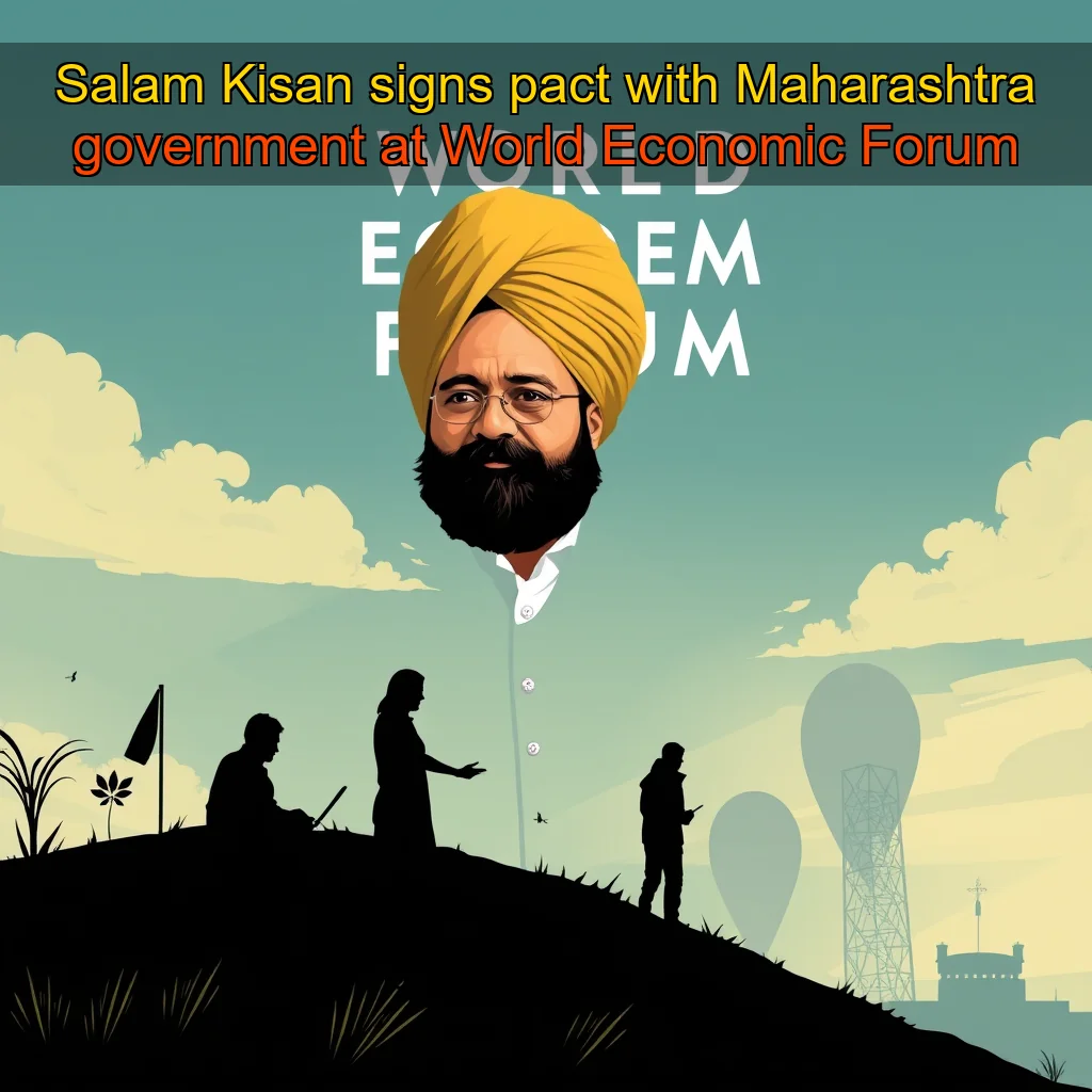 Artistic representation for Salam Kisan signs pact with Maharashtra government at World Economic Forum