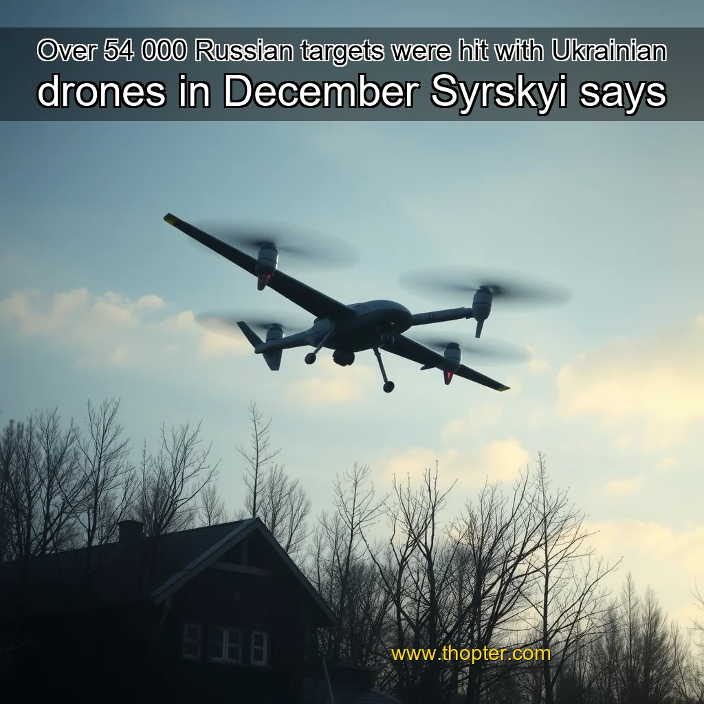 Artistic representation for Over 54 000 Russian targets were hit with Ukrainian drones in December Syrskyi says