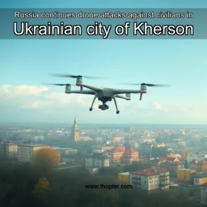 Artistic representation for Russia continues drone attacks against civilians in Ukrainian city of Kherson