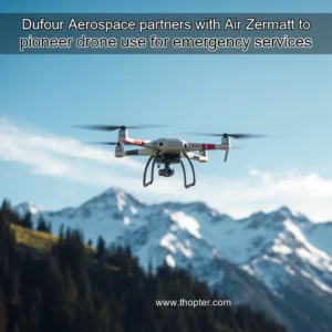 Artistic representation for Dufour Aerospace partners with Air Zermatt to pioneer drone use for emergency services