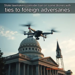 Artistic representation for State lawmakers consider ban on some drones with ties to foreign adversaries