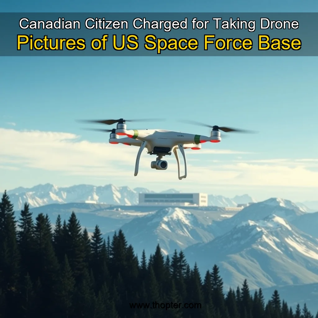 Artistic representation for Canadian Citizen Charged for Taking Drone Pictures of US Space Force Base