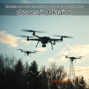 Artistic representation for Drones are now launching drones to attack other drones in Ukraine