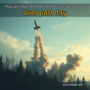 Read more about the article Russians drop 30 bombs on district in Sumy Oblast over past day