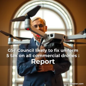 Artistic representation for GST Council likely to fix uniform 5 tax on all commercial drones : Report