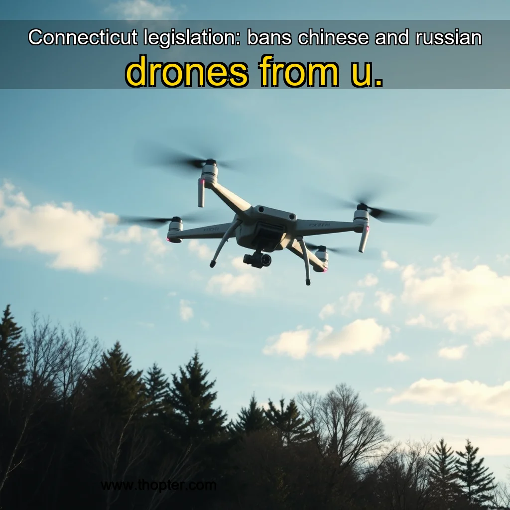 Artistic representation for Connecticut legislation: bans chinese and russian drones from u.