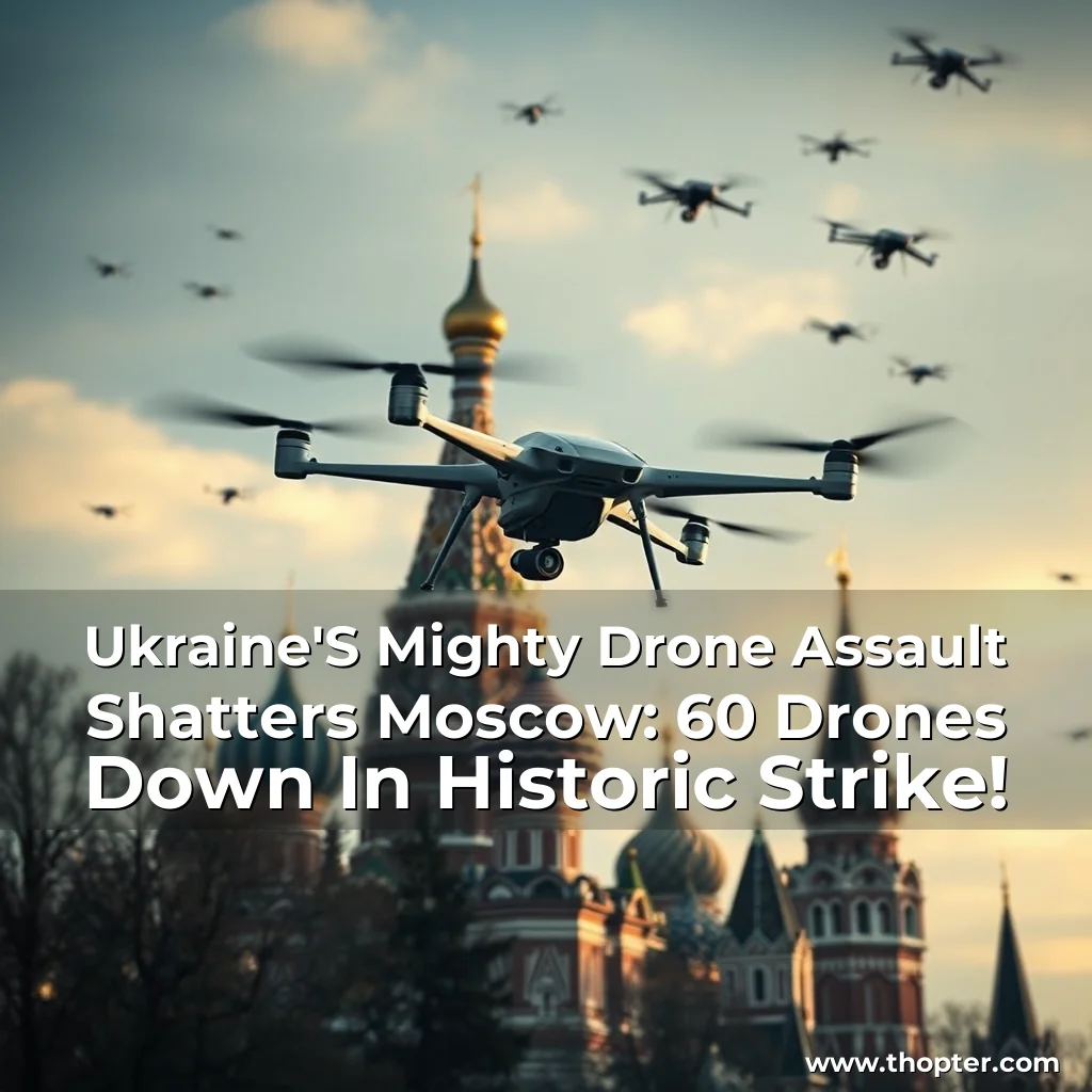 Artistic representation for Ukraine'S Mighty Drone Assault Shatters Moscow: 60 Drones Down In Historic Strike!