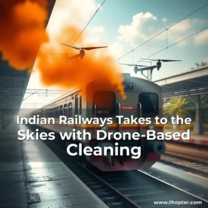 Artistic representation for Indian Railways Takes to the Skies with Drone-Based Cleaning