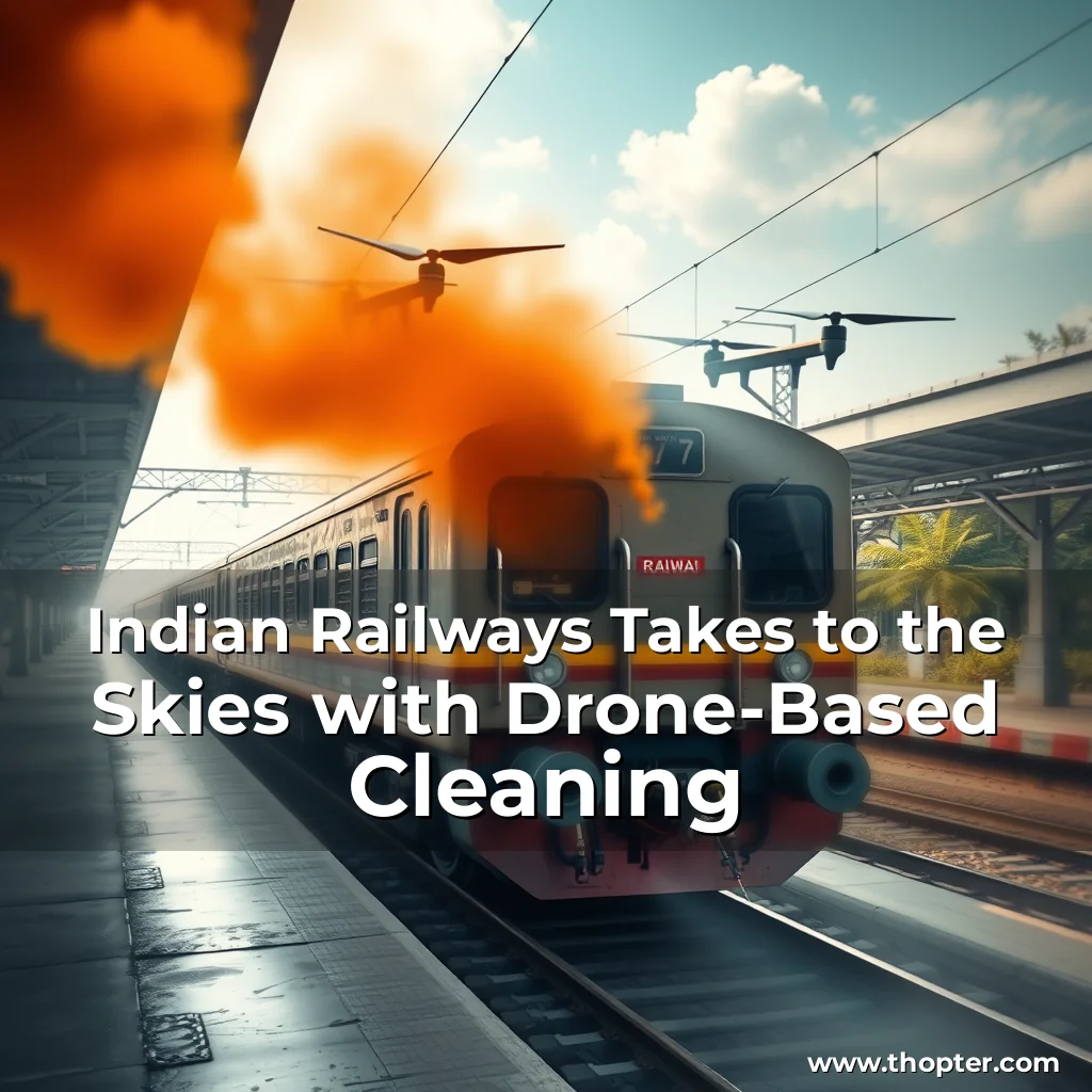 Artistic representation for Indian Railways Takes to the Skies with Drone-Based Cleaning