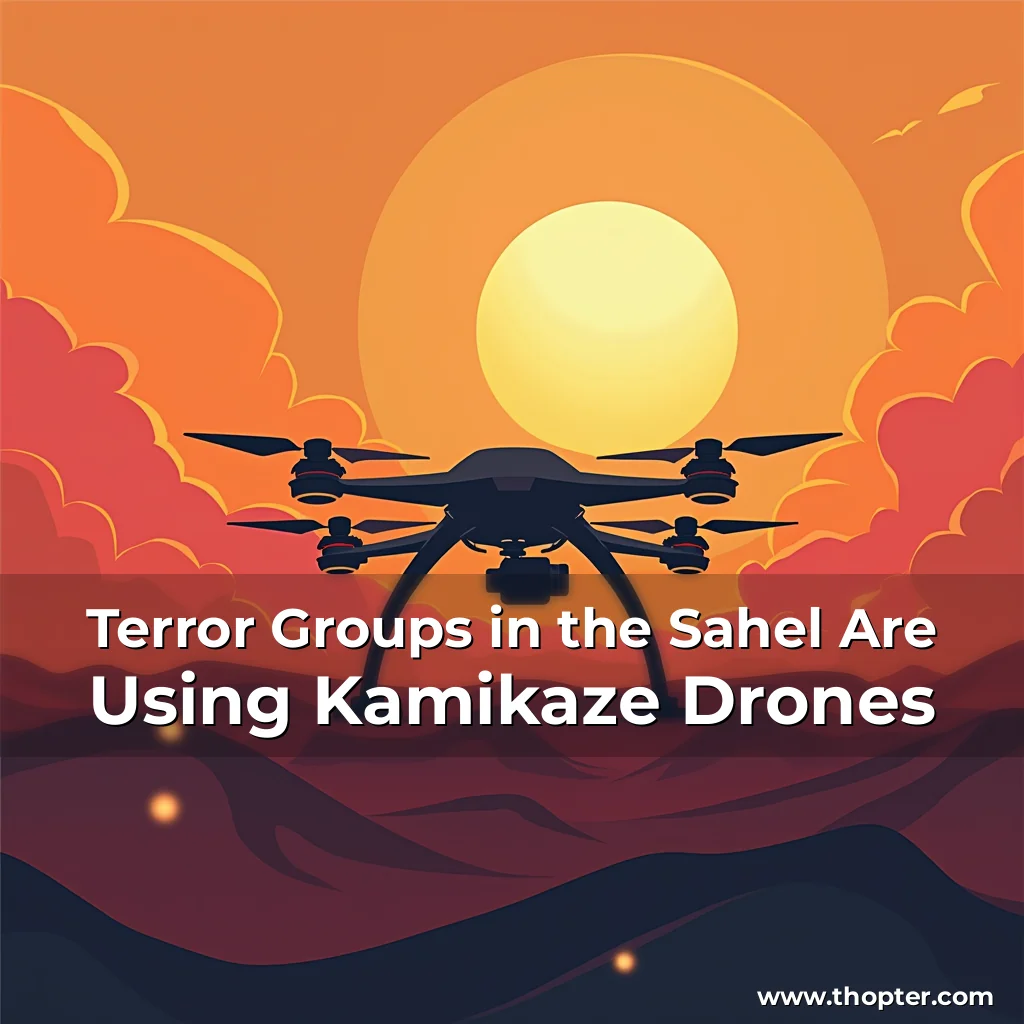 Artistic representation for Terror Groups in the Sahel Are Using Kamikaze Drones